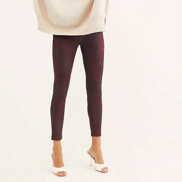 Free People Pants - free people faux suede leggings wine Size Small